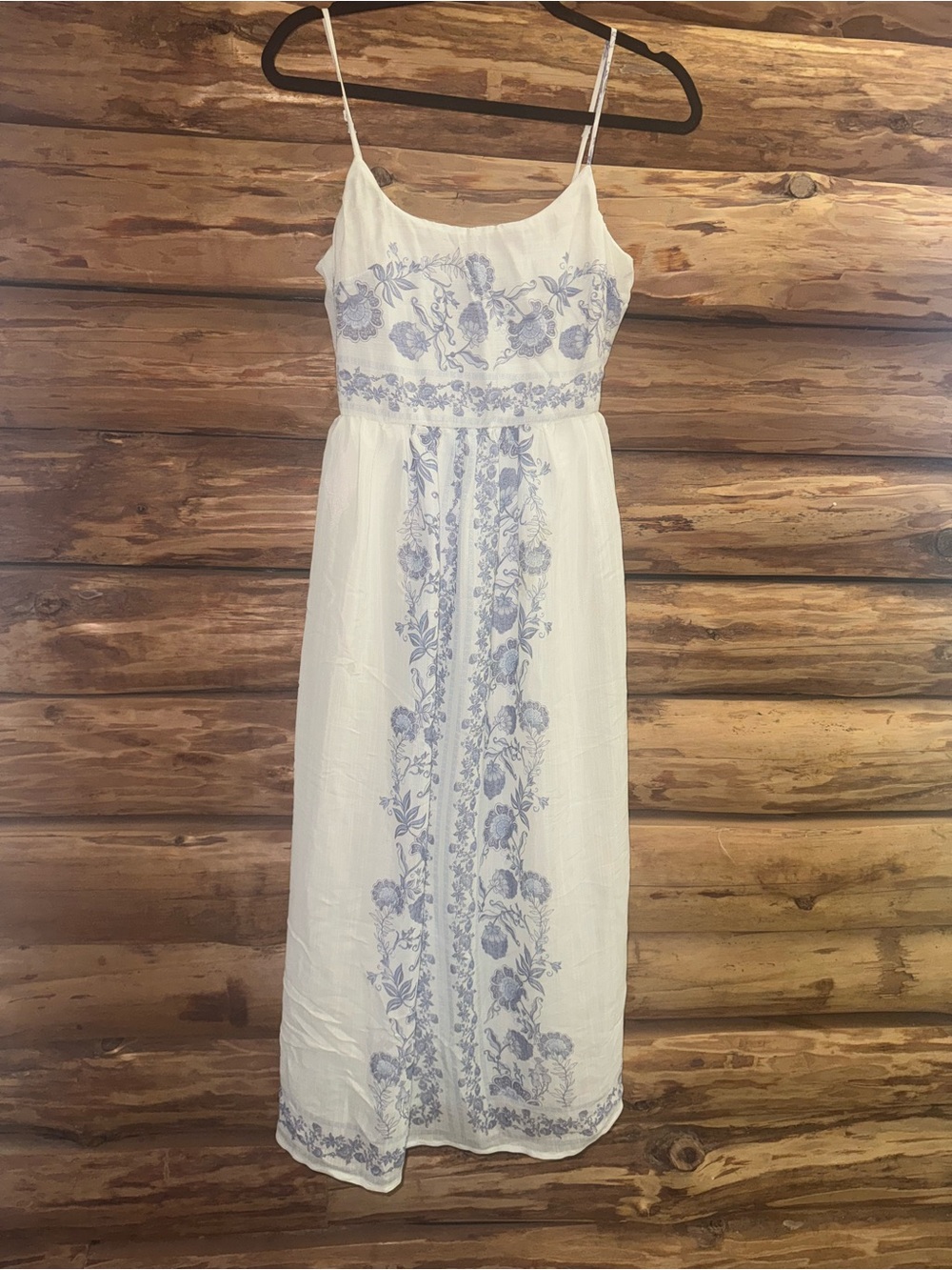 Trixxi  Maxi Dress with Blue Floral Embroidery